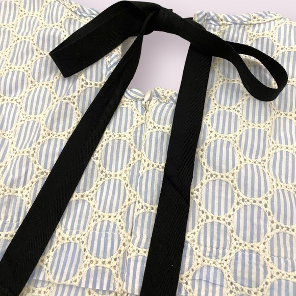 J. Crew Seersucker Sleeveless Eyelet Shift Dress with Ribbon Tie Back size 0 - Picture 10 of 11